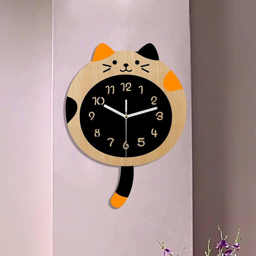 Reloj De Pared De Animales Con Cola, Grano De Madera