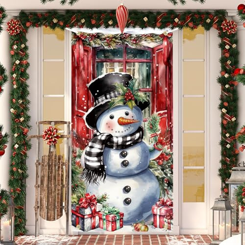 Portada De La Puerta De Navidad Snowman Decoración 1fk2d