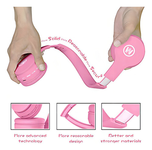 Mokata Auriculares Bluetooth Niños Volumen Limitado 85 Sobre Color 01-pink