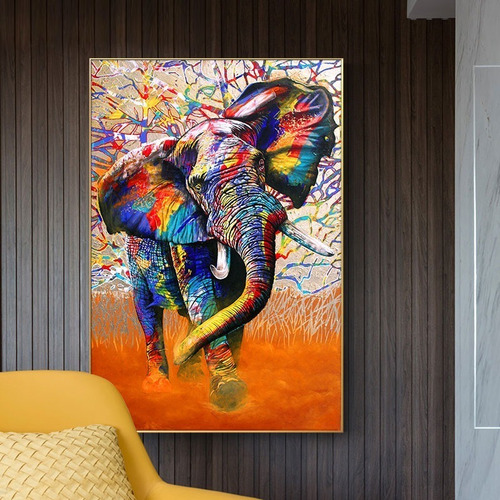 Imagen 1 de 10 de Cuadro-elefante4-moderno,decorativo,95x60cm-16k Resolución