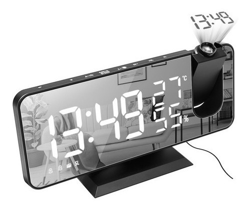 Espejo Led Despertador Proyector Mesa Digital Alarma De Tech