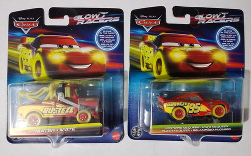 Disney Cars Metal Rayo Mcqueen Y Mate Glow Racers