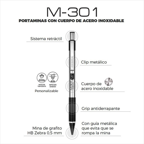 Zebra Juego Bolígrafo Y Portaminas Mf-301 Caja 6 Piezas Negro Negro