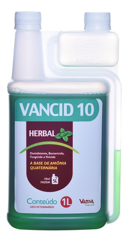 Vancid 10% - 1 Litro - Desinfetante Para Criatório E Canil