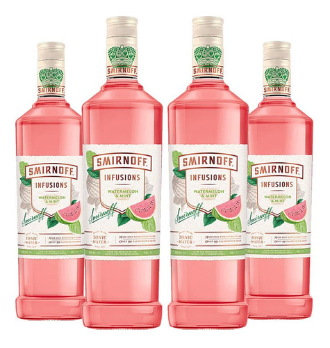 Kit 04 Vodka's Smirnoff Infusions Watermelon 998ml