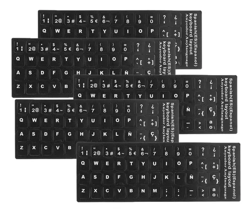 Qwerty Keys Pegatinas Teclado español Transparentes con Letras Azules -  Apto para Cualquier Teclado
