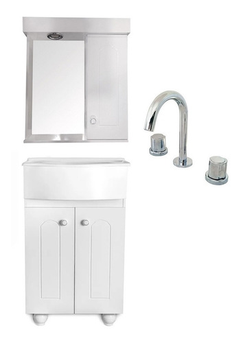Imagen 1 de 10 de Set Artefactos Baño Juego Vanitory 50 Cm Peinador Griferia