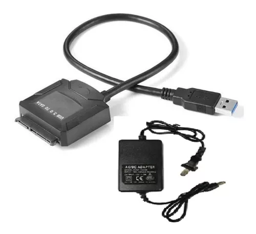 Adaptador convertidor USB 3.0 a SATA para disco duro de 2.5 3.5 pulgadas  SSD HDD, adaptador de corriente y cable USB 3.0 incluido