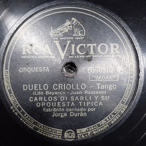 Pasta Carlos Di Sarli Orq Tipica Jorge Duran Rca Victor C524