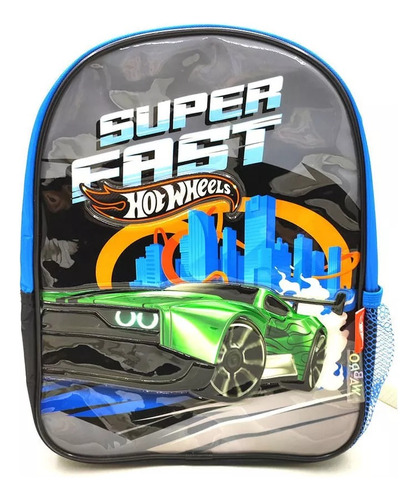 Hot Wheels Mochila Con Carro 11 PuLG Jardin Escolar Autos Ed