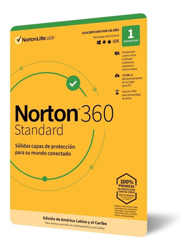 Imagen 3 de 4 de Antivirus Norton 360 Standard 1 Dispositivo 10gb Nube Vpn