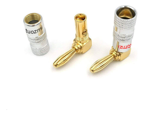 Conectores Banana Ángulo Recto 90 Grados Chapado En Oro 24k