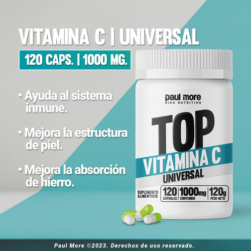 Imagen 1 de 6 de Vitamina C 120 Cápsulas 1000 Mg Capsulas