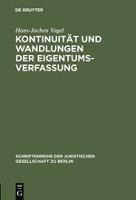 Kontinuitat Und Wandlungen Der Eigentumsverfassung - Hans...