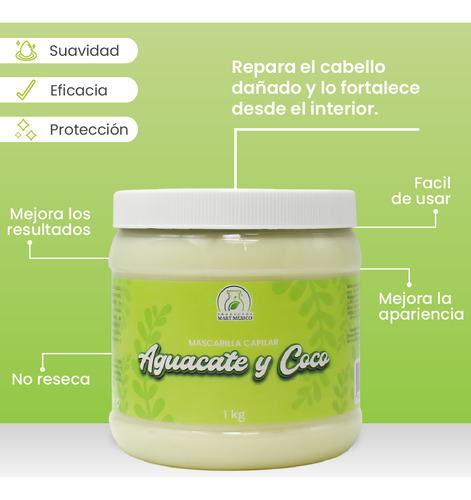 Mascarilla Capilar De Aguacate Y Coco Reparadora 1 Kg
