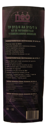 Kit De Rotomartillo Y Esmeriladora Angular Neo
