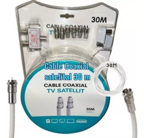 Cable Coaxial Satelital 30m 5-1000mhz Rg6 Copla Tv Splitter