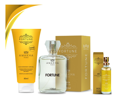 Kit Perfumes + Hidratante Top Masculino - Fortune - Amakha