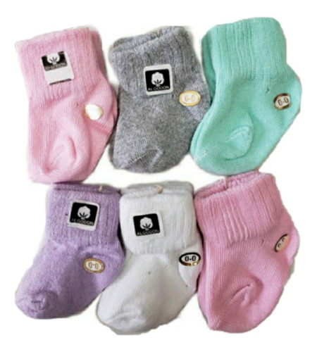 Paquete De 6 Calcetines 100% Algodón Para Bebe