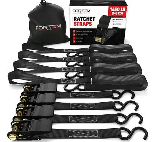 comprar Correas Con Trinquete Fortem, Negro, Paquete De 4 Correas