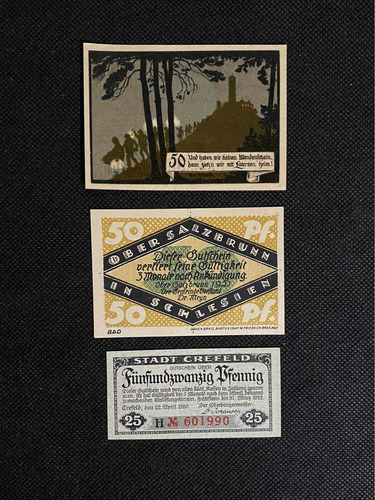 Imagen 2 de 4 de Lote Notgelds Alemanes - Billetes Emergencia X 3 - Pack D