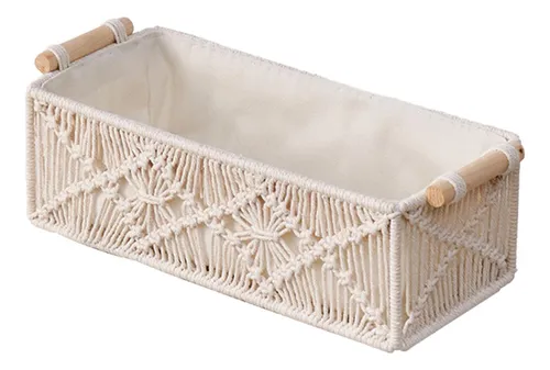 Cesta Tejida Con Asas Decorativa Para La Sala De Estar En La