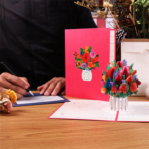 Tarjeta De Felicitación 3d Estéreo Con Forma De Rosa De J Cr