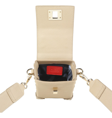 Bolsa Briefcase Cloe Para Mujer Charol Con Broche Giratorio Color Beige