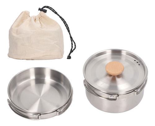 Set De Cocina Para Ollas Y Sartenes De Acampada, Acero Inoxi