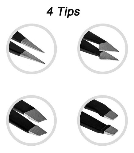 Set De 4 Pinzas Profesional De Acero Inoxidable Para Cejas