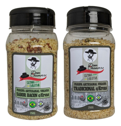 Imagem 1 de 6 de Kit 02 Farofas Veganas Natural Com Ervas E Sabor Bacon