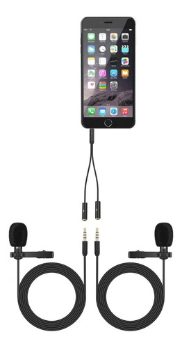 Micrófono Dual 3m Solapa Lavalier Para iPhone 7 8 X Xr Xs 11