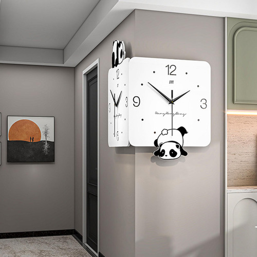 A Reloj De Pared De Esquina, Arte De Pared, Panda De Dibujos