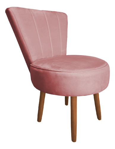 Poltrona Cadeira Decorativa Costurada Elegância Veludo Rosê