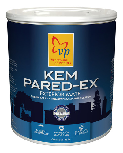 Pintura Caucho Mate Azul Mediterráneo Kem Pared Ex Galon