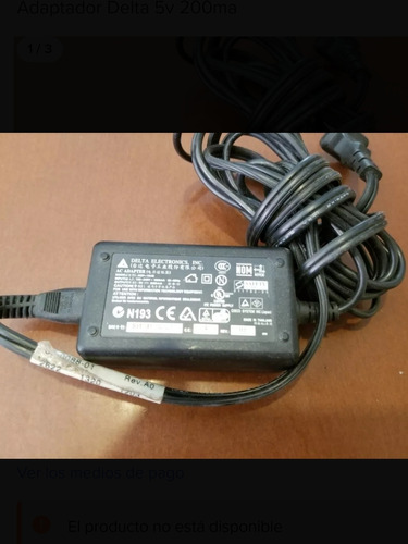 Cargador Delta Electronics 5volts 200ma