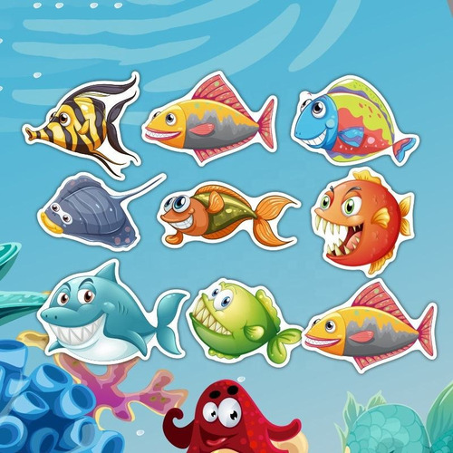 Peces 40 Pvc Stickers Calcomanias