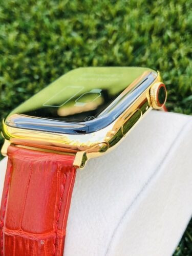 Reloj Apple Watch Serie 6 Chapado En Oro 24k 44mm Acero I...