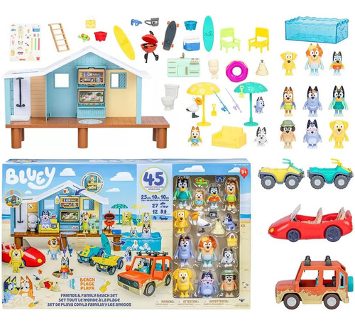Bluey, Friends & Family Beach Set, Set De Playa 45 Piezas