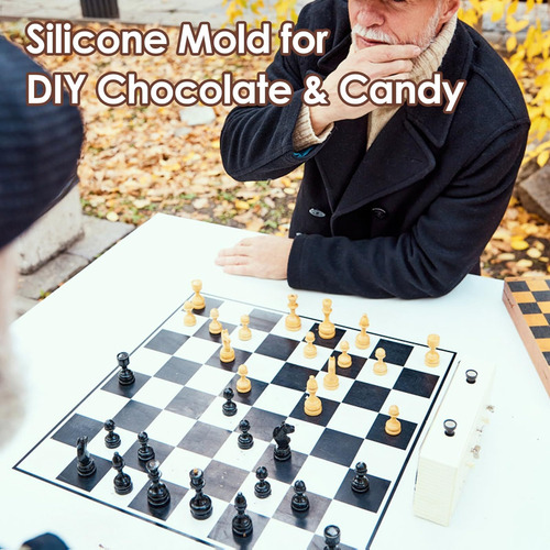 Molde De Silicona De Ajedrez De 4 Piezas, 3d Chocolate Molde