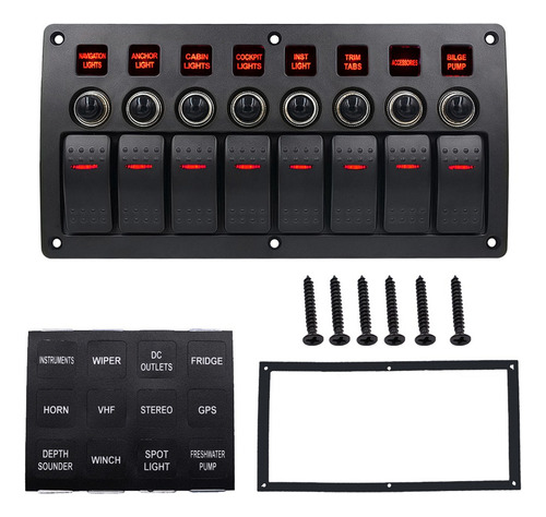 8 Panel De Interruptores Universal 12v 120w Indicador Con