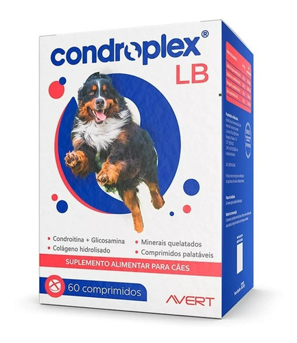 Suplemento Condroplex Lb 120g Avert P/ Cães 60 Comprimidos 