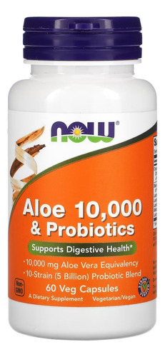 Aloe Vera 10000 Probioticos 5 Bilhoes 60 Capsulas Now Foods