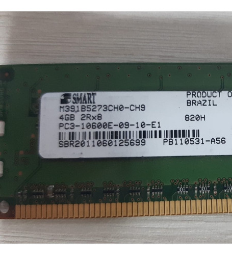 Memória Smart 4 Gb 1333 Ddr3 Pc3l-10600e-09-10-e1 2rx8 Ecc (Usado)