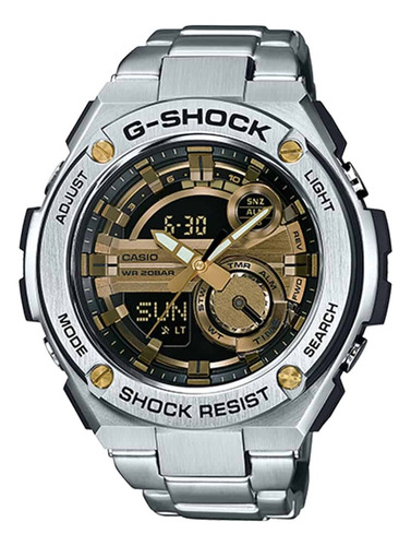 Reloj Casio G-shock Original Hombre Acero Dorado Gst210d-9a