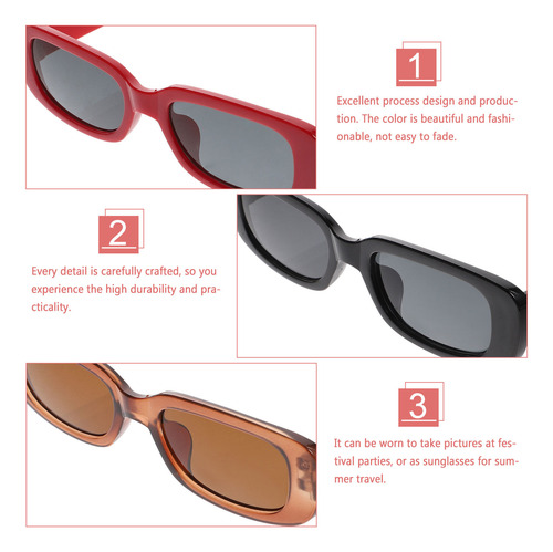 Gafas De Sol Rectangulares De 9 Piezas, Elegantes Gafas Para
