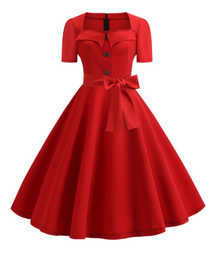 Vestido Mujer A Line Flare Vestido Vintage Bowknot Prom Sw 2