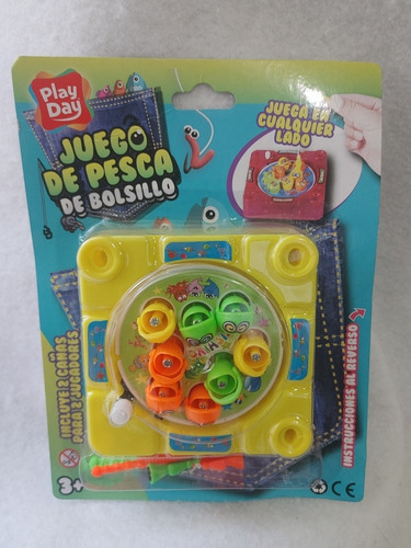 Juego De Pesca De Bolsillo Juguete Play Day 2 Cañas Amarillo