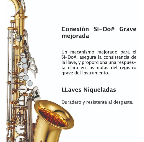 Imagen 3 de 3 de Saxofon Alto Dorado Yamaha Yas-26