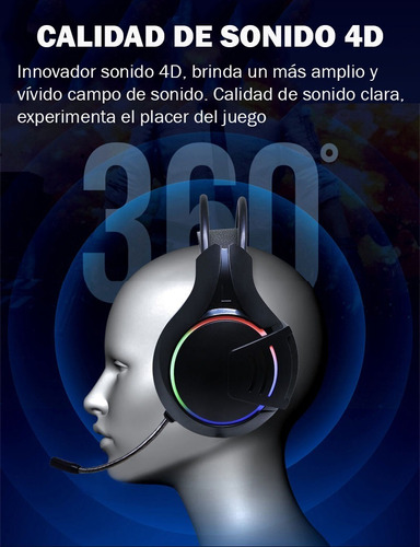 Imagen 4 de 10 de Auricular Xinua Hs1 Gamer Microfono Mute Luz Led Pc Ps4 Xbox